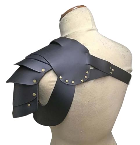 MDFCZXP Mittelalterlicher Krieger Single Shoulder Armor Verstellbarer Schulterschutz PU Leder Körper Brustgurt Ritter Armschutz,Schwarz von MDFCZXP