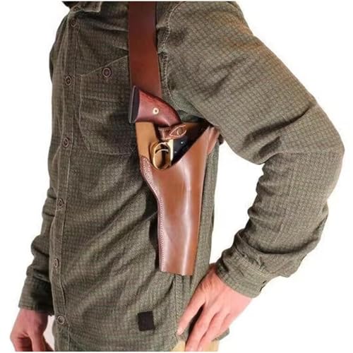 MDFCZXP Mittelalterliches Lederholster Versteckte Schulter Retro Pistolenholster Western Cowboy Pistole Waffenhalter für Frauen und Männer,Braun,10cm von MDFCZXP