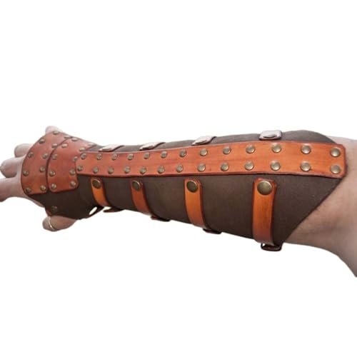 MDFCZXP PU-Lederarmschienen Breiter Arm Armschutz Manschettenarmband Design Verstellbarer Bogenschießwaffen-Armschutz,Braun,20cm von MDFCZXP