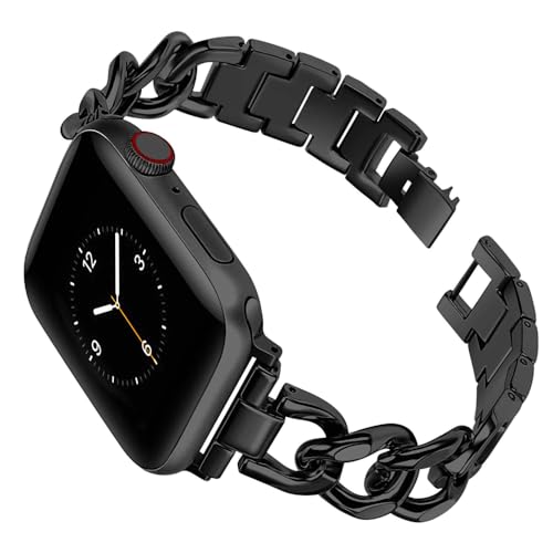 Metall Ersatzarmband Kompatibel mit Armband Apple Watch SE 44MM Schwarz Damen, Herren Metall Sport Uhrenarmband Replacement Edelstahl Wristband für iWatch 42/45/49MM Serie 9/8/7/SE/6/5/4/3/2/1/Ultra Metall Ersatzarmband Kompatibel mit Armband Apple Watch SE 44MM Schwarz Damen, Herren Metall Sport Uhrenarmband Replacement Edelstahl Wristband für iWatch 42/45/49MM Serie 9/8/7/SE/6/5/4/3/2/1/Ultra von MDJYMYZ