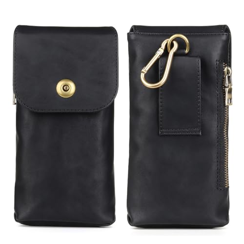 Handy Gürteltasche Leder Herren, Klein Handytasche Gürtel Leder, 7.2" Echt Leder Universal Handy-Tasche Holster Hüfttasche Männer Outdoor Reisen Geldbörse mit Gürtelschlaufe und Karabiner, Schwarz Handy Gürteltasche Leder Herren, Klein Handytasche Gürtel Leder, 7.2" Echt Leder Universal Handy-Tasche Holster Hüfttasche Männer Outdoor Reisen Geldbörse mit Gürtelschlaufe und Karabiner, Schwarz von MDJYMYZ