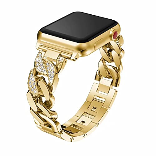 Kompatibel mit Armband Apple Watch SE 44mm Glitzer Metall, Damen Edestahl Strap Bracelet Glitzer Strass Ersatzarmband Uhren Band Sport Loop für iWatch 42/44/45/49mm Ultra Series 9/8/7/6/5/4/3/2/1,Gold Kompatibel mit Armband Apple Watch SE 44mm Glitzer Metall, Damen Edestahl Strap Bracelet Glitzer Strass Ersatzarmband Uhren Band Sport Loop für iWatch 42/44/45/49mm Ultra Series 9/8/7/6/5/4/3/2/1,Gold von MDJYMYZ