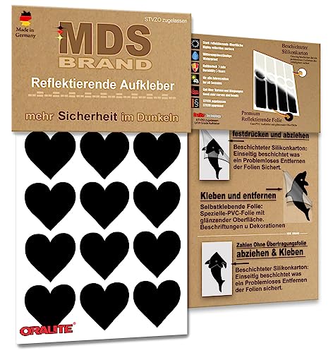 MDS Brand Reflektoren Sticker Set - Reflektoren Fahrrad - für Fahrradrahmen & Helm - Baby Stroller, Kinderwagen - Reflektoren für Sicherheit - Hohe Sichtbarkeit - Optimierte Haftung | (R-012, Schwarz) von MDS Brand