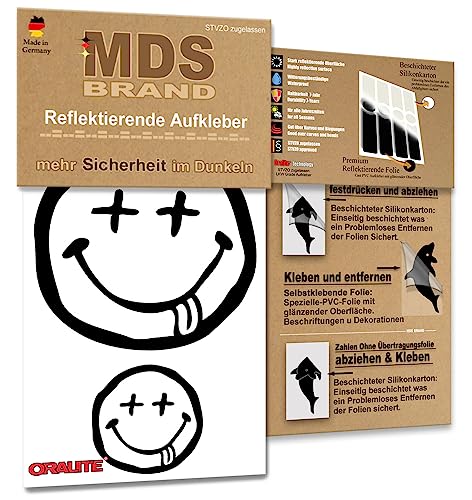 MDS Brand Kinder Reflektoren Sticker Set - Reflektoren Fahrrad - für Fahrradrahmen & Helm - Auto & Kinderwagen - Reflektoren für Sicherheit - Hohe Sichtbarkeit - Optimierte Haftung(R-018, Schwarz) von MDS Brand