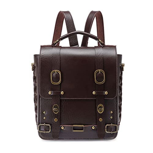 Damen Retro Umhängetasche Vintage Rucksäcke Retro PU Leder Umhängetasche Handtasche Mit Oberem Weibliche Ketten Umhängetasche von MEAKTSMI