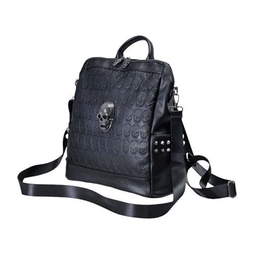 Einzigartige Umhängetasche Mit Totenkopf Aufdruck Zarter Rucksack Aus PU Leder Mit Verstellbarem Riemen Lässiger Rucksack Für Damen von MEAKTSMI