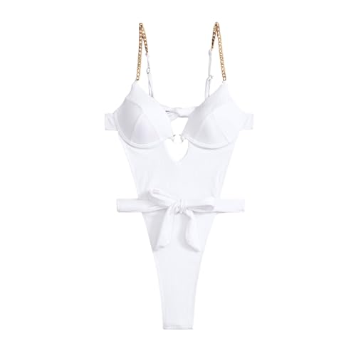 MEAKTSMI Frauen Monokini Bademode Weibliche High Cut 1 Stück Badeanzug Dame Einfarbig Badeanzug Für Urlaub Surfen von MEAKTSMI