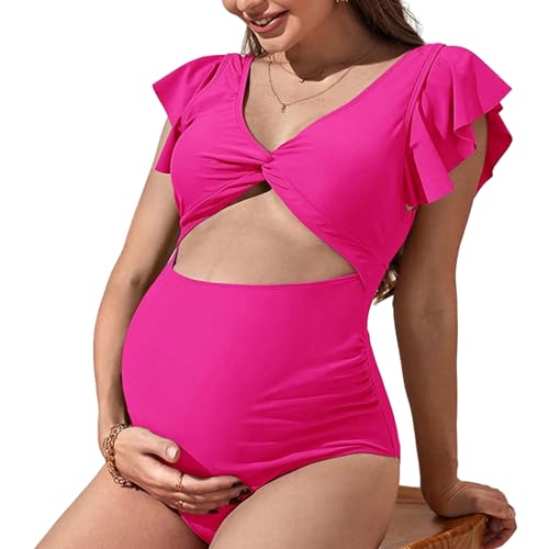 MEAKTSMI Umstands Einteiler Bademode Einfarbig Hohe Taille Badeanzüge Schwangerschafts Badeanzüge Umstands Bikinis Monokini Geschenke von MEAKTSMI