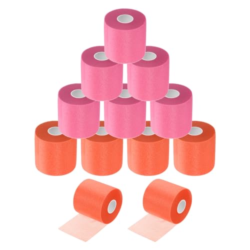 MECCANIXITY Pre Wrap Athletic Tape 30 Yards x 2.8 Inch Foam Under Wrap Tape Sport Prewrap Headband for Hair Ankles Wrists Hands Knees, Orange/Light Pink 12 Rolls von MECCANIXITY