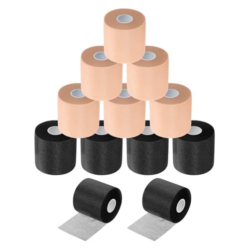 MECCANIXITY Pre Wrap Athletic Tape Sport-Klebeband, Schaumstoff, für Haare, Knöchel, Handgelenke, Hände, Knie, Schwarz/Ecru, 12 Rollen von MECCANIXITY