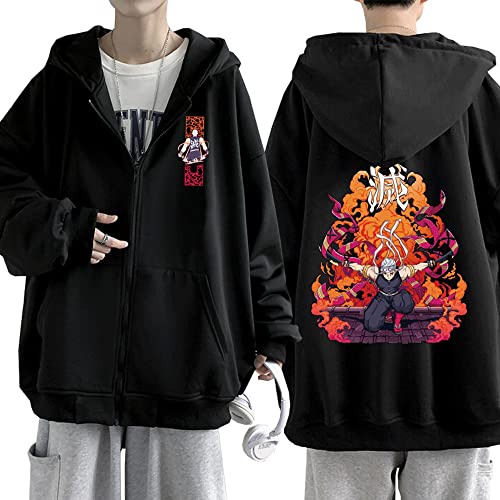 MEDM Anime Dämon Slayer Kokushibo Zipper Hoodie Oversize Man Pullovers Tops Harajuku Hip Hop Streetwear-style2||M von MEDM