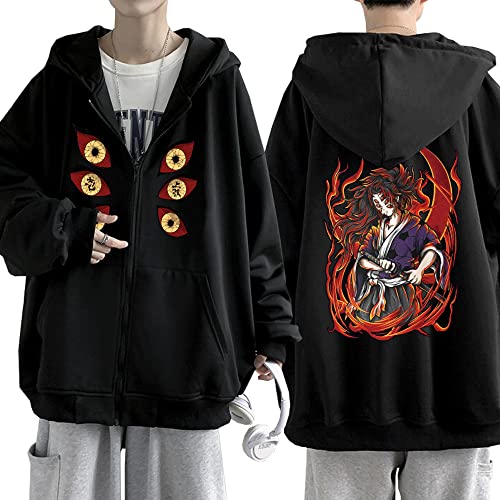 MEDM Anime Dämon Slayer Kokushibo Zipper Hoodie Oversize Man Pullovers Tops Harajuku Hip Hop Streetwear-style6||XL von MEDM