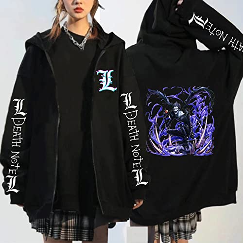 MEDM Hot Death Note Anime Reißverschluss Hoodie Jacken Hip Hop Streetwear Funy Long Sleeve Loose Casual Mode Death Note Sweatshirt Uniex-style5||XL von MEDM