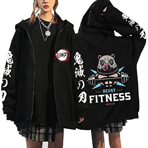 MEDM Manga Dämon Slayer Reißverschluss Up Hoodie Kimetsu No Yaiba Sweatshirt Rengoku Anime Uzui Tanjiro Inosuke Zenitsu Nezuko Zipper Jacken-style2||3XL von MEDM