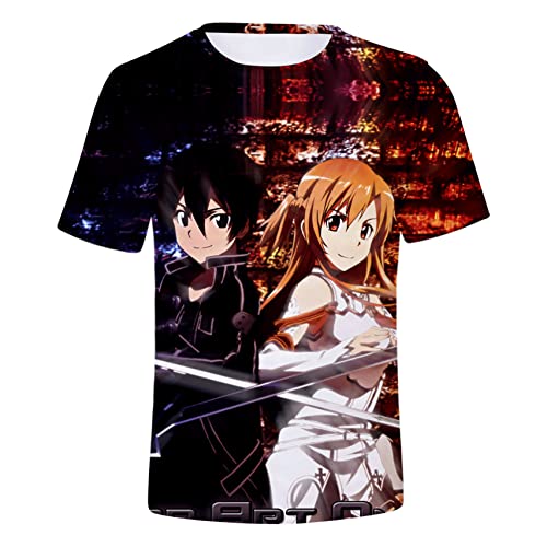 MEDM Schwertkunst Online Yuuki Asuna 3D Print T-Shirt Männer Frauen Mode Kurzarm Tops Sao Kirito Kirigaya Kazuto Lustiger Sommer Tee-style3||L von MEDM