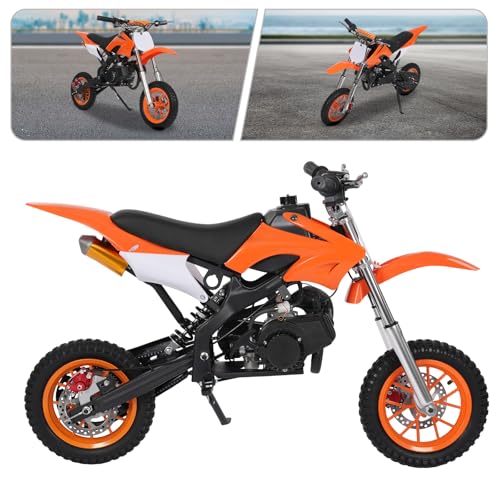 MEELRYD 49cc 2Takt Kinder Dirt Bike Kinderbike, Elektro Kindermotorrad Minibike Motocrossbike Motocross Dirtbike Enduro für Kinder von 6 bis 16 Jahre (Orange) von MEELRYD