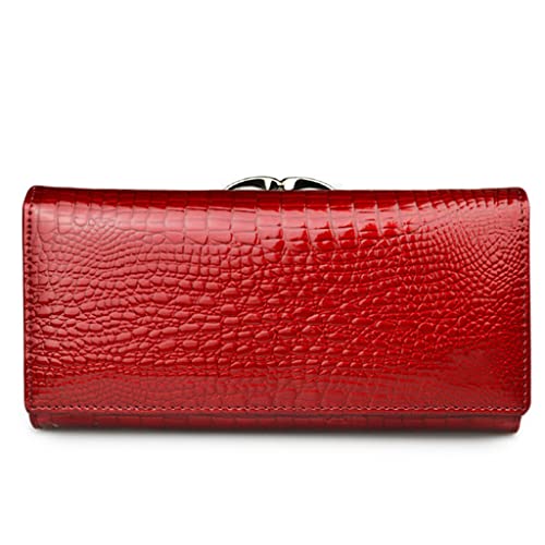 MEELYHOME Mode Leder Damen Geldbörsen Lange Damen Geldbörse Clutch Geldtasche Geldbörsen, rot, 19*3*10cm von MEELYHOME