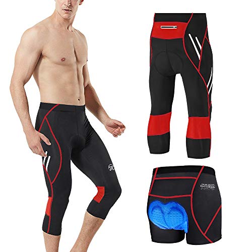 MEETWEE Herren 3/4 Radhose Fahrradhose, Kompression Radlerhose Leggings Radsport Hose für Männer Elastische Atmungsaktive 3D Schwamm Sitzpolster von MEETWEE