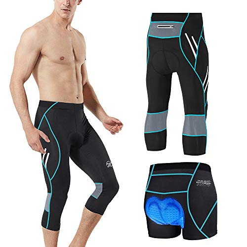 MEETWEE Herren 3/4 Radhose Fahrradhose, Kompression Radlerhose Leggings Radsport Hose für Männer Elastische Atmungsaktive 3D Schwamm Sitzpolster von MEETWEE