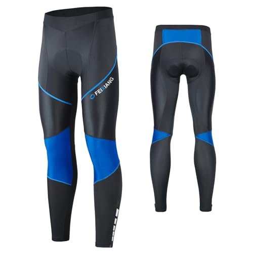 MEETWEE Herren Radlerhose Lange Fahrradhose, Kompression Radhose Leggings Radsport Hose für Männer Elastische Atmungsaktive 3D Schwamm Sitzpolster (Blau-a, M) von MEETWEE