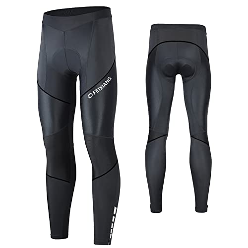 MEETWEE Herren Radlerhose Lange Fahrradhose, Kompression Radhose Leggings Radsport Hose für Männer Elastische Atmungsaktive 3D Schwamm Sitzpolster (Schwarz, XXL) von MEETWEE