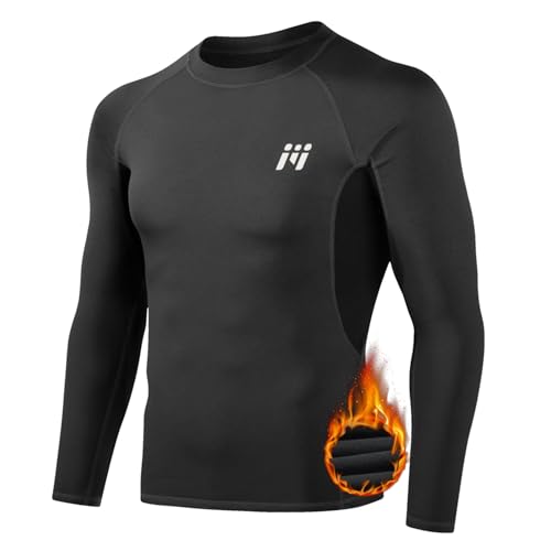 MEETWEE Herren Thermounterwäsche Oberteile, Thermoshirt Langarm Kompressionsshirt Funktionsshirt Atmungsaktiv Thermounterhemd Männer Sportshirt für Running Fitness Gym von MEETWEE