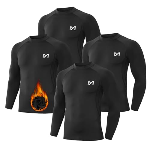 MEETWEE Herren Thermounterwäsche Oberteile,Thermoshirt Langarm Kompressionsshirt Funktionsshirt Atmungsaktiv Thermounterhemd Männer Sportshirt für Running Fitness Gym von MEETWEE