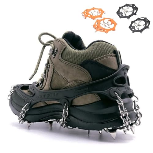 Adventure Shop adventureshop universal Schuhspikes Pro - Sicheres Gehen auf Schnee und EIS Schuhkrallen mit 19 Edelstahl-Zähnen – Eisspikes für sicheres Bergsteigen, Klettern und Trekking von MEIION