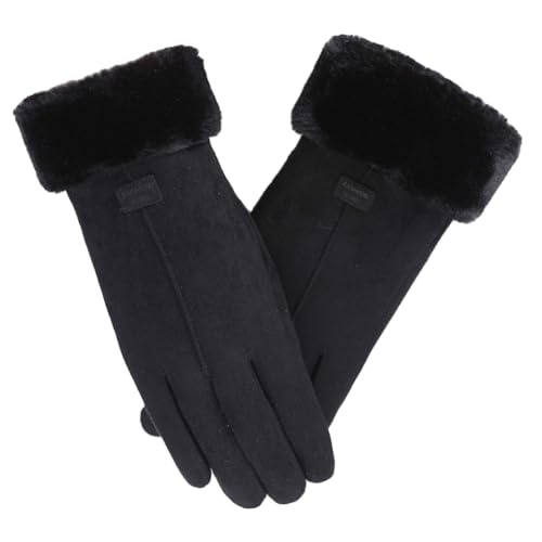 MEIION Kälteschutz und Wärme Winterhandschuhe mit Kunstfellfutter und Touchscreen-Funktion, Elegante Wildleder Handschuhe für Damen von MEIION