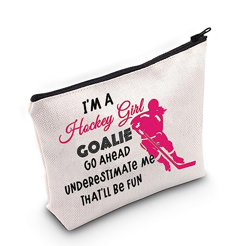 MEIKIUP Hockeyspieler Geschenke Feldhockey Make-up Taschen Reisetaschen Feldhockeyliebhaber Geschenk Kosmetiktasche, Hockey Torwart Tasche, 现代 von MEIKIUP