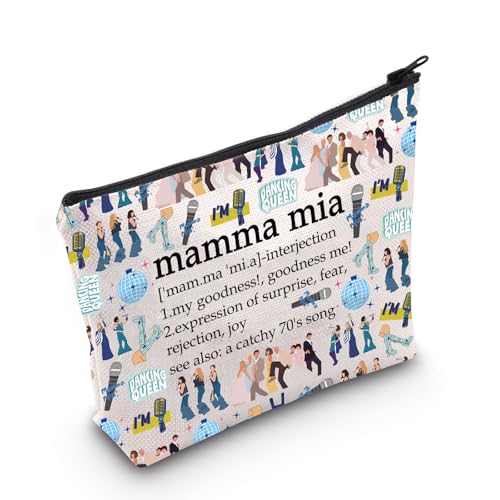 MEIKIUP Mamma Musikalisch inspiriertes Geschenk, Tanzende Königin, Make-up-Tasche, Donna und die Dynamos Fans, Geschenk für Mia-Fans (MaM Musiktasche) von MEIKIUP