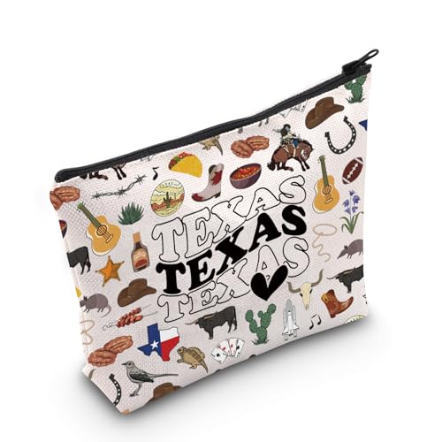 MEIKIUP Texas State Gift Texas Travel Makeup Bag Proud Texan Gift Texas Lone Star State Gift Texas Lovers Zipper Bag, Texas-Tasche, 现代 von MEIKIUP