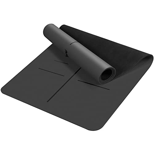 Yogamatte Non-Slip for Fitness Mat - Gymnastikmatte Made of Natural Rubber - Gymnastics Mat Yoga Mat for Yoga Pilates Fitness Naturkautschuk Yoga Matte Rutschfest, 185 x 68 cm* 4.5 mm, Schwarz von MEIYUKI