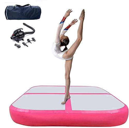 Air Tracking Matte Gymnastik Turnmatte 1 x 1 m Aufblasbare Turnen sport Tumbling matten 24cm hoch mit Luftpumpe für Home Use/Ausbildung/Cheerleading/Yoga/Wasserspaß von MEKETUM