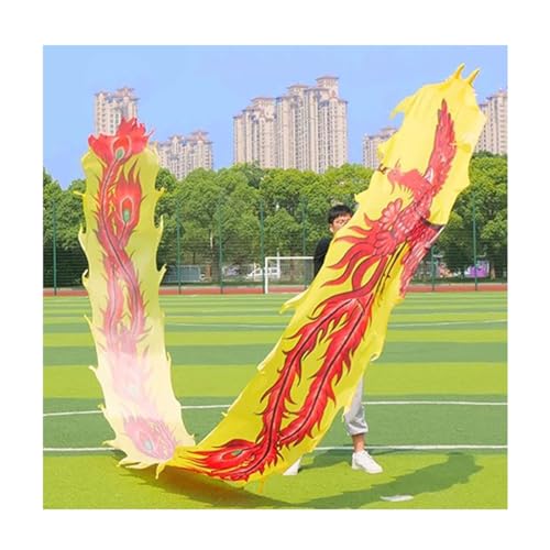 MENTAM Chinas schüttelndes Spiralgeband, Tanzband, Dance Dragon Ribbon Streamer mit Reisetasche, chinesischer Wu Long 3D Dragon Ribbon Streamer, quadratischer Übungstanz-Drachen-Poi(Size:8m/26ft) von MENTAM