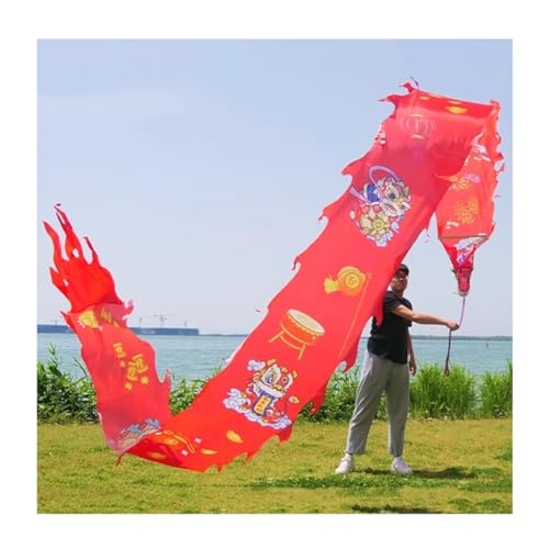 MENTAM Chinas schüttelndes Spiralgeband, Tanzband, Dance Dragon Ribbon Streamer mit Reisetasche, waschbares chinesisches Flinging Ribbon, quadratische Übung Dance Dragon Poi(Size:10m/33ft) von MENTAM