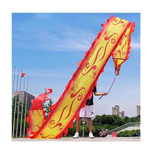 MENTAM Chinas schüttelndes Spiralgeband, Tanzband, Tanz-Drachen-Band-Streamer mit 3D-Drachenkopf, quadratische Übung, Tanz, Outdoor, Flinging, Fitness, Wu Long(Size:10m/33ft) von MENTAM