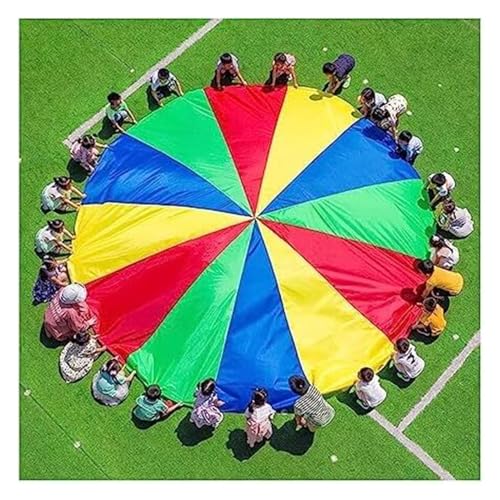 MENTAM Regenbogen Fallschirmspielzeug, Fallschirm für Kin Fallschirmspiel for Kinder, Teamwork-Gruppenaktivitäten im Freien, Training der Körperbalance und -koordination(7m) von MENTAM