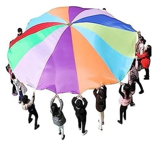 Regenbogen Fallschirmspielzeug, Fallschirm für Kin Spielen Sie Fallschirm-Teamarbeitsspiele, Fallschirmspiele for Erwachsene und Kinder, Fallschirmspiele for das körperliche Training in Kindergärten(8 von MENTAM