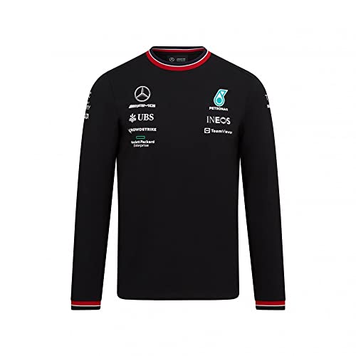 MERCEDES AMG PETRONAS Formula One Team - Offizielle Formel 1 Merchandise Kollektion - 2022 Team T-Shirt mit Langen Ärmeln - Schwarz - Herren - XL von MERCEDES AMG PETRONAS