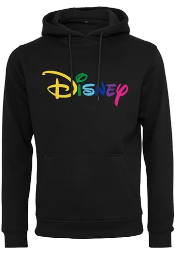 MERCHCODE Herren Disney Rainbow Logo EMB Hoody Kapuzenpullover, Black, XS von MERCHCODE