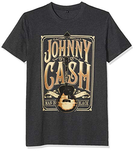 MERCHCODE Herren Johnny Cash Man In Black Tee T-Shirt, Charcoal, S von MERCHCODE
