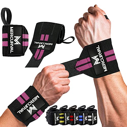 MERCURYAL 2 Handgelenkbandagen Gym - Crossfit Handgelenkbandagen - Fitnesszubehör - Unisex Sport Handgelenkbandagen (Schwarz und Rosa) von MERCURYAL