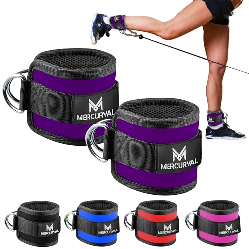 MERCURYAL Pack 2 Fitness fußschlaufen kabelzug - Kickbacks fußschlaufe - fussschlaufen Kabelzug - Ankle Straps Gym - Fitness Accessories - Fußmanschetten kabelzug für Männer und Frauen (Violett) von MERCURYAL