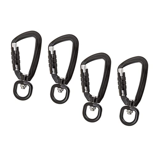 Generic Robuster Karabiner mit Drehgelenk für Outdoor Aktivitäten – Tragfähigkeit 380–400 Kg, Schwarz, 4 Stück Schwarz Generic Robuster Karabiner mit Drehgelenk für Outdoor Aktivitäten – Tragfähigkeit 380–400 Kg, Schwarz, 4 Stück Schwarz von MERIGLARE