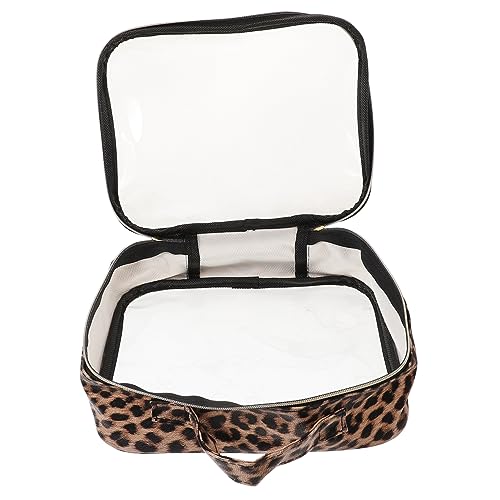 MERRYHAPY Make-up-Behälter Kulturbeutel Schminktasche für Damen Reise-Kosmetiktasche Make-up-Taschen-Organizer Aufbewahrungstaschen mit Reißverschluss Tasche für Make-up Pu Leopard von MERRYHAPY