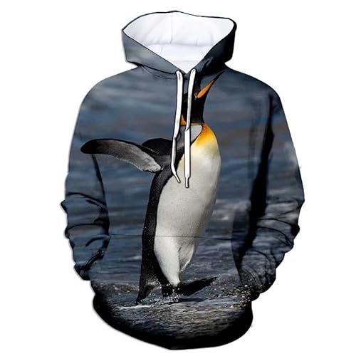 MERVOS Fun Penguin Tier 3D Druck Männer Frauen Hoodie Langarm Pullover Sweatshirt von MERVOS