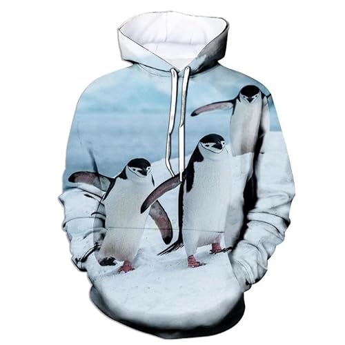 MERVOS Fun Penguin Tier 3D Druck Männer Frauen Hoodie Langarm Pullover Sweatshirt von MERVOS