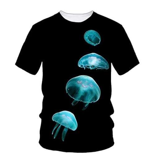 MERVOS Jellyfish 3D Printed T-Shirt Herren Frauen Sommer Rundhals lässig Kurzarm Top Bekleidung von MERVOS