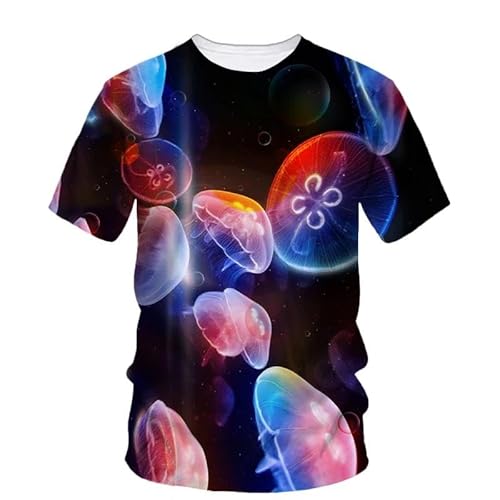 MERVOS Jellyfish 3D Printed T-Shirt Herren Frauen Sommer Rundhals lässig Kurzarm Top Bekleidung von MERVOS